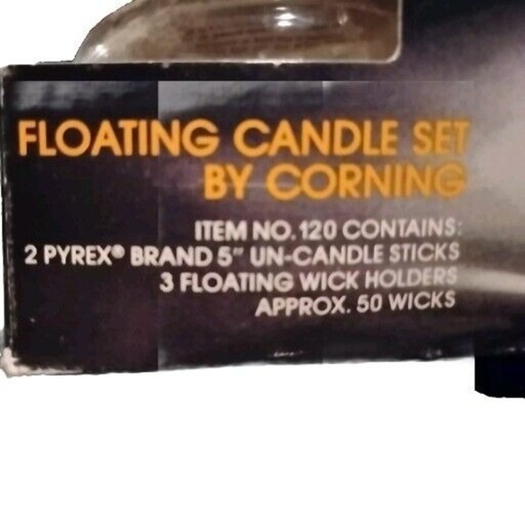 Vtg Corning PYREX Un-Candle Sticks Glass 2 set 1970s 50 Wicks 3 Floating Holders - Picture 3 of 3